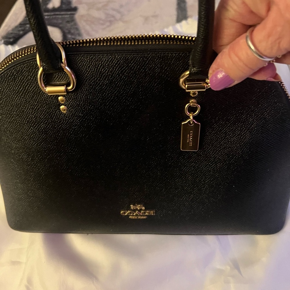 Coach Katy  saffiano black dome satchel no crossbody strap